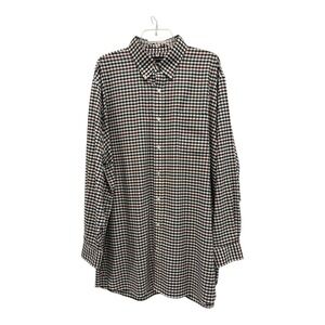 Lands End Shirt Men 18 Big & Tall Supima Cotton Black Red White Checked No‎ Iron
